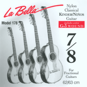 La Bella FG178 Strings for 7/8 Size Classical Fractional Guitar for Children